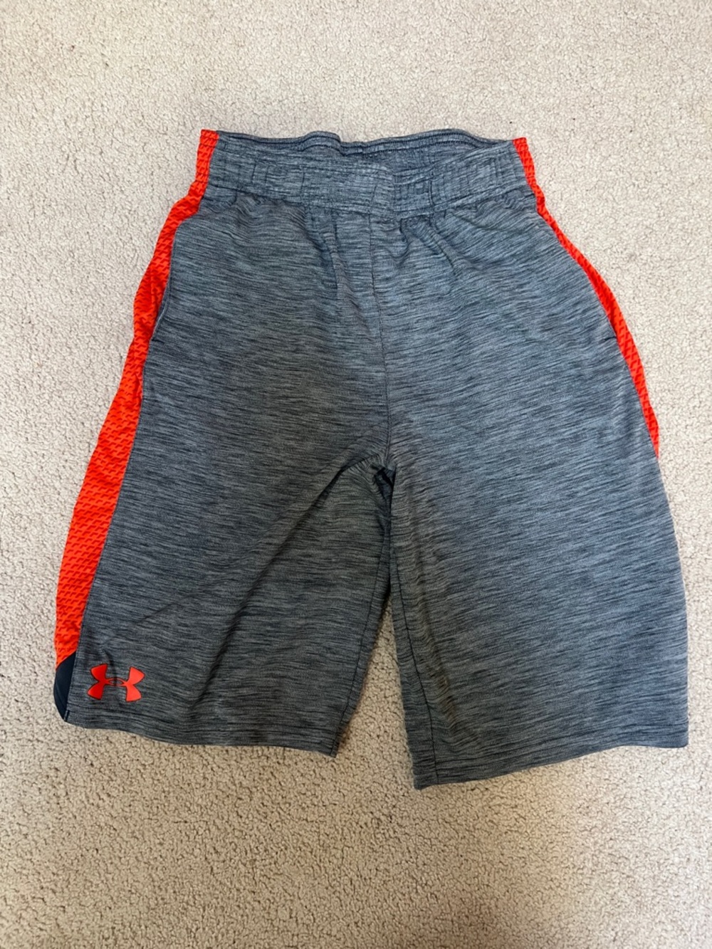 Under Armour Gray Shorts with Orange Side Panels